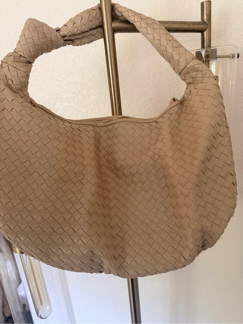 Anthropologie Cream Woven Hobo Shoulder Bag